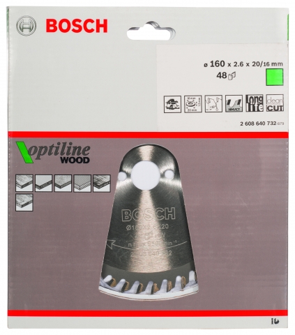 products/ПИЛЬНЫЙ ДИСК Bosch 160X20 48 OPTILINE 2608640732