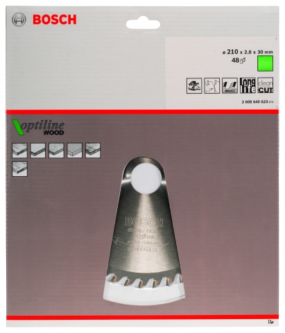 products/Диск пильный по дереву OPTILINE (210х30 мм; 48T) для ручных циркулярных пил Bosch 2608640623