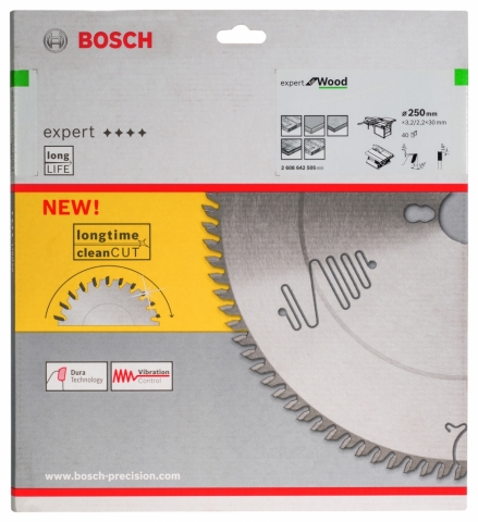 products/Диск пильный Expert for Wood для циркулярных пил (250х30х3,2/2,2 мм; 40Т) Bosch 2608642505