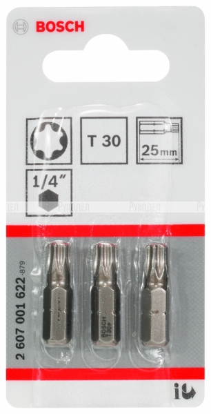 Bosch 3 бит 25 мм TORX T30 XH 2607001622