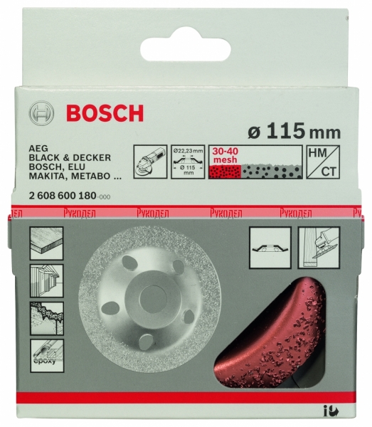 Шлифкруг чашечный наклонный (115х22,23 мм; HM) Bosch 2608600180