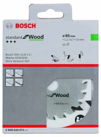 products/Диск пильный по дереву (85x15 мм; 20Т) S.f. Wood Bosch 2608643071