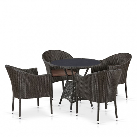 products/Обеденный комплект плетеной мебели T190A/Y350A-W53-D96 4Pcs Brown (4+1) Afina