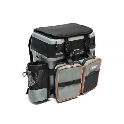 products/PF-BP-37 Сумка-рюкзак "СЛЕДОПЫТ" для зимнего ящика универ., 4 кармана, цв. серый