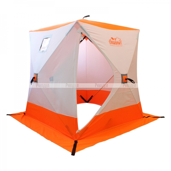 PF-TW-09 Палатка зимняя куб СЛЕДОПЫТ 1,5 х1,5 м, Oxford 210D PU 1000, 2-местная, цв. бело-оранж.
