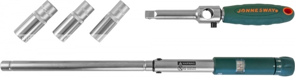 T02170 Ключ баллонный инерционный с динамометрической рукояткой, 70-170 Нм и головками торцевыми в наборе, 17, 19, 21 мм JONNESWAY
