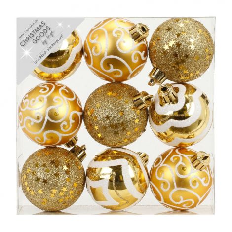 products/Набор ёлочных шаров, пластик, Ø 6 см, золотой, 9 шт в уп. Winter Glade 81074G001