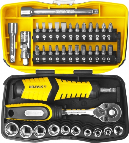 products/STAYER PRO Compact 39 универсальный набор инструмента 39 предм. арт.25135-H39