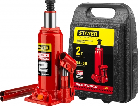 products/STAYER RED FORCE 2т 181-345мм домкрат бутылочный гидравлический в кейсе арт.43160-2-K_z01
