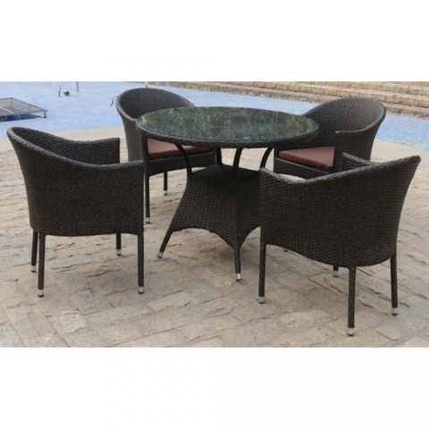 products/Обеденный комплект плетеной мебели Afina T190A/Y350A-W53 Brown (4+1), арт. T190A/Y350A-W53-D90 Brown 4Pcs