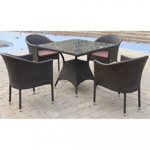 products/Обеденный комплект плетеной мебели T190B/Y350A-W53 Brown (4+1) Afina