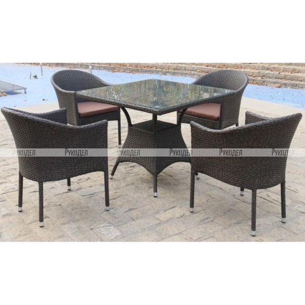 Обеденный комплект плетеной мебели T190B/Y350A-W53 Brown (4+1) Afina