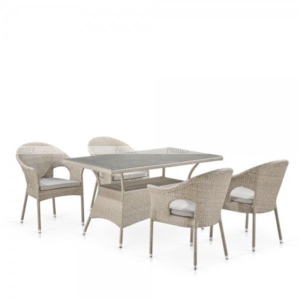 Комплект плетеной мебели Afina T198C/Y79C-W85 Latte (4+1), арт. T198C/Y79C-W85 Latte 4Pcs