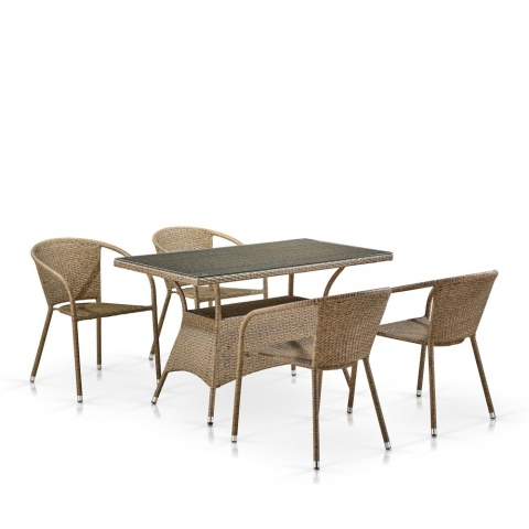 products/Комплект мебели Afina из искусственного ротанга T198D/Y137C-W56 Light Brown (4+1), арт. T198D/Y137C-W56 Light Brown 4Pcs