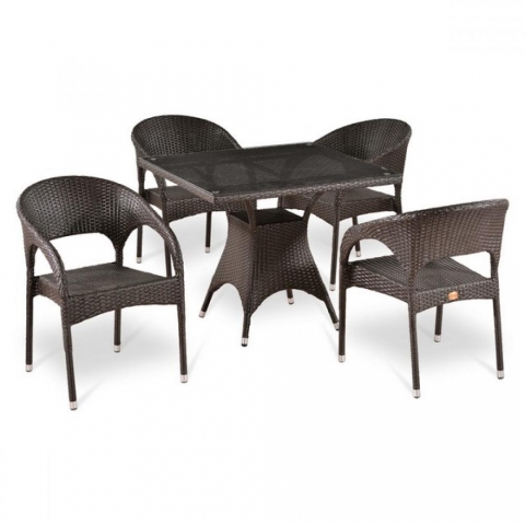 products/Обеденный комплект плетеной мебели из искусственного ротанга Afina T220BT/Y90C-W51 Brown 4Pcs