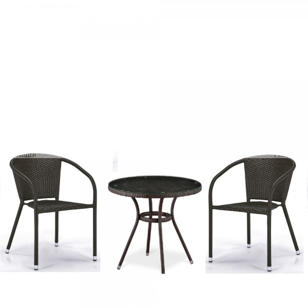 Комплект плетеной мебели T282ANT/Y137C-W53 Brown (2+1) Afina
