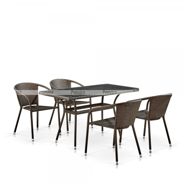 Комплект плетеной мебели T286A/Y137C-W53 Brown (4+1) Afina