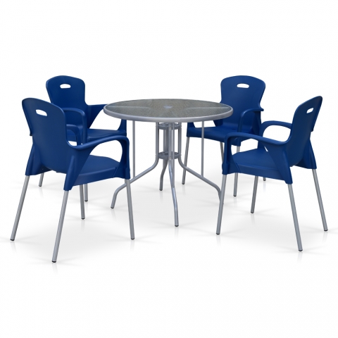 products/Комплект мебели для летнего кафе TD90/XRF065BB-Blue (4+1) Afina