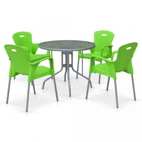 products/Комплект мебели для летнего кафе TD90/XRF065BG-Green (4+1) Afina