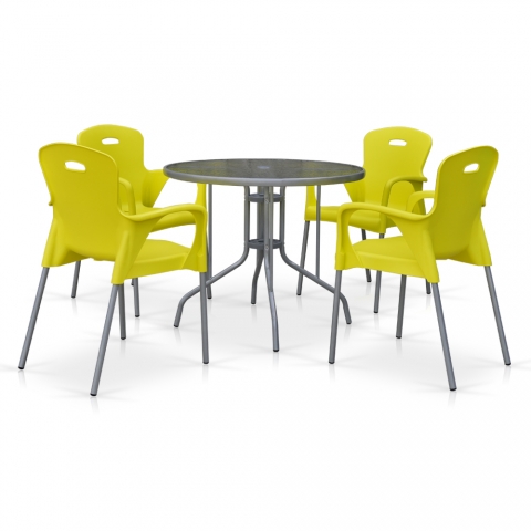products/Комплект мебели для летнего кафе TD90/XRF065BY-Yellow (4+1) Afina