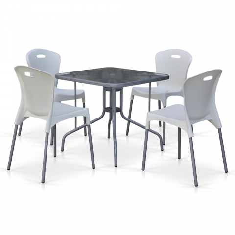 products/Комплект мебели для летнего кафе TL80x80/XRF065AW-White (4+1) Afina