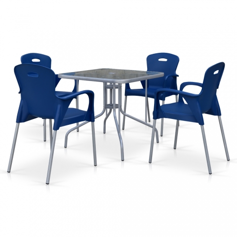 products/Комплект мебели для летнего кафе TL80x80/XRF065BB-Blue (4+1) Afina