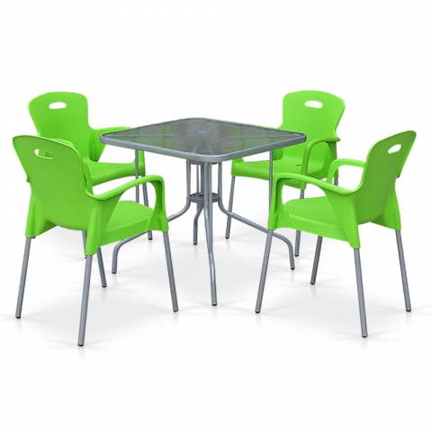 products/Комплект мебели для летнего кафе TL80x80/XRF065BG-Green (4+1) Afina