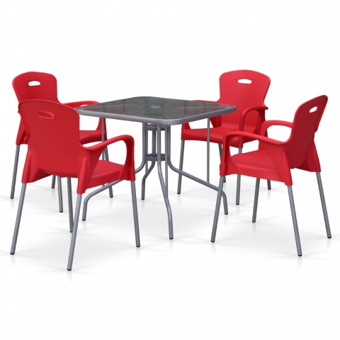 products/Комплект мебели для летнего кафе TL80x80/XRF065BR-Red (4+1) Afina