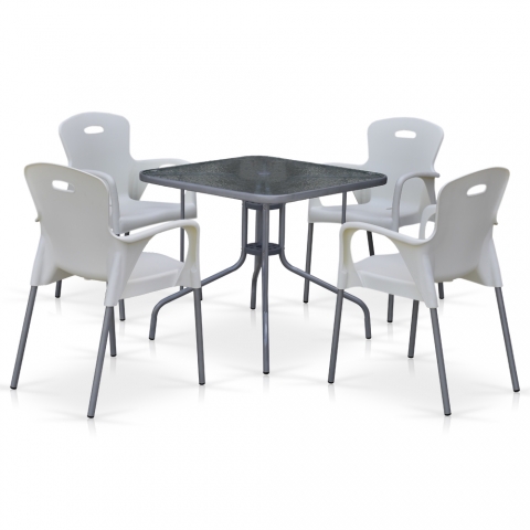 products/Комплект мебели для летнего кафе TL80x80/XRF065BW-White (4+1) Afina
