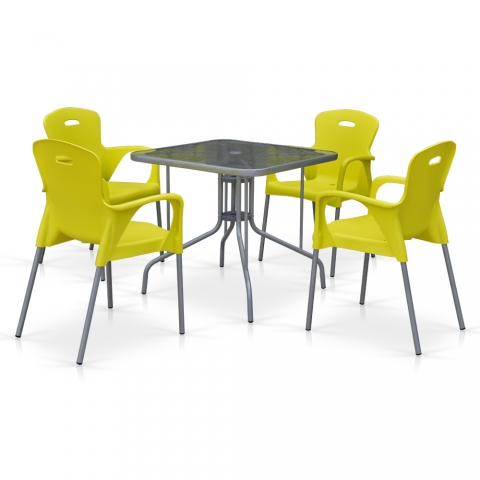 products/Комплект мебели для летнего кафе TL80x80/XRF065BY-Yellow (4+1) Afina