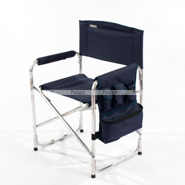 Кресло складное "СЛЕДОПЫТ" 585х450х825 мм, с карманом на подлокотнике, алюминий, синий, PF-FOR-SK10