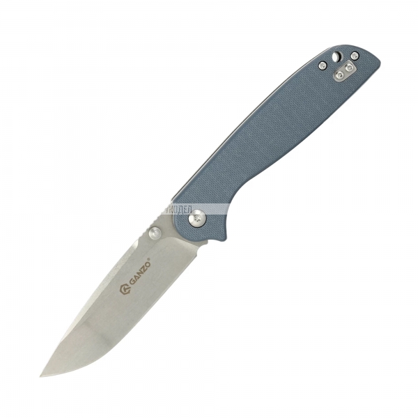 Нож складной Следопыт "Ganzo" с клипсой, дл.клинка 89 мм, сталь 8CR14, цв. серый, G6803-GY