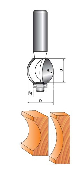 Фреза Globus 1016 h28 R20 кромочная галтельная